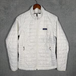 Patagonia Jacket Womens Medium White Nano Puff Sweater Puffer Outdoors 84217